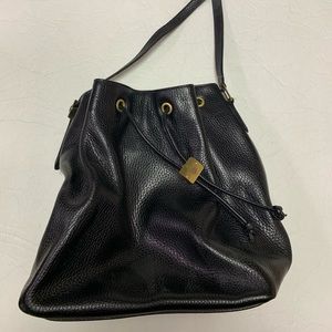 NEW!! Women’s Vintage Marc Cross Black Leather Drawstring Bucket Bag